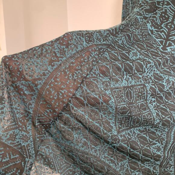 Peruvian Connection Tunic Swing Tee XS Small Burnout Sheer Long Sleeve Oversized - Picture 4 of 10